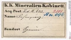 Etiketten zu Quarz (Stängelquarz) (NHMW-MIN-Au696)